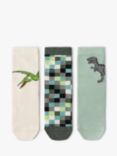 Lindex Baby Dinosaur Socks, Pack of 3, Light Dusty Green