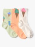 Lindex Kids' Ice Cream Socks, Pack of 3, Light Orange/Multi