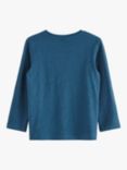 Lindex Kids' Organic Cotton Basic Slub Long Sleeve Top, Dark Dusty Blue