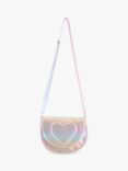 Lindex Kids' Heart Rainbow Iridescent Crossbody Bag, Light Pink/Multi