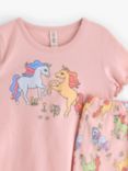 Lindex Kids' Unicorn Short Pyjamas Set, Light Dusty Pink