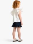 Lindex Kids' Organic Cotton Lace Detail Ruffle Sleeve Blouse, Light Dusty White