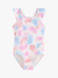 Lindex Kids' Blotch Print Flounce Swimsuit, Off White/Multi