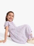 Lindex Kids' Floral Print Open Back Dress, Light Dusty Lilac