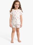 Lindex Kids' Floral Short Pyjamas Set, Light Dusty White