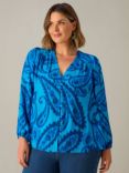 Live Unlimited Curve Paisley V-Neck Top, Blue