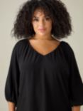 Live Unlimited Curve V-Neck Top, Black