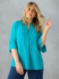 Live Unlimited Curve Nehru Collar Top, Turquoise