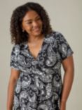 Live Unlimited Curve Mono Paisley Dress, Black/White