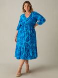 Live Unlimited Curve Paisley V-Neck Dress, Blue