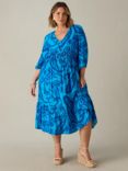 Live Unlimited Curve Paisley V-Neck Dress, Blue