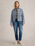 White Stuff Amelia Textured Check Shacket, Blue/Multi