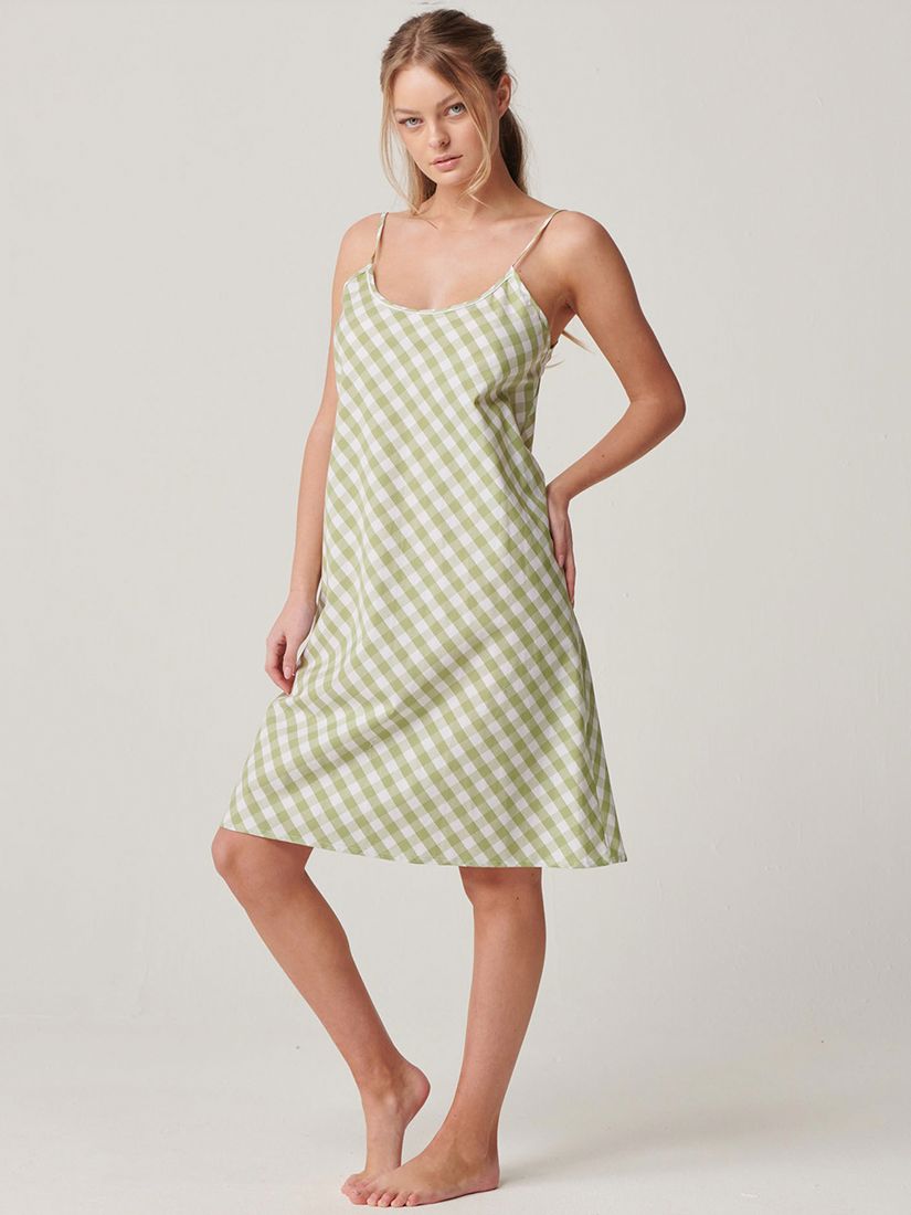 British Boxers Cotton Strappy Nightdress, Field Green, XS