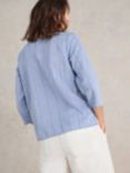 White Stuff Rae Organic Cotton Top, Chambray Blue