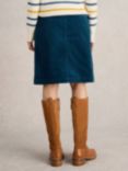 White Stuff Melody Organic Cotton Blend Corduroy Skirt, Teal