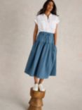 White Stuff Seema Organic Cotton Skirt, Dusty Blue, Dusty Blue