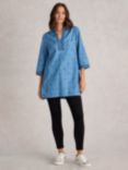 White Stuff Blaire Denim Embroidered Tunic Top, Blue