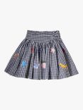 Stych Kids' Heritage Gingham Skirt, Black/Multi