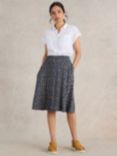 White Stuff Jade Knee Length Skirt, Navy/Multi