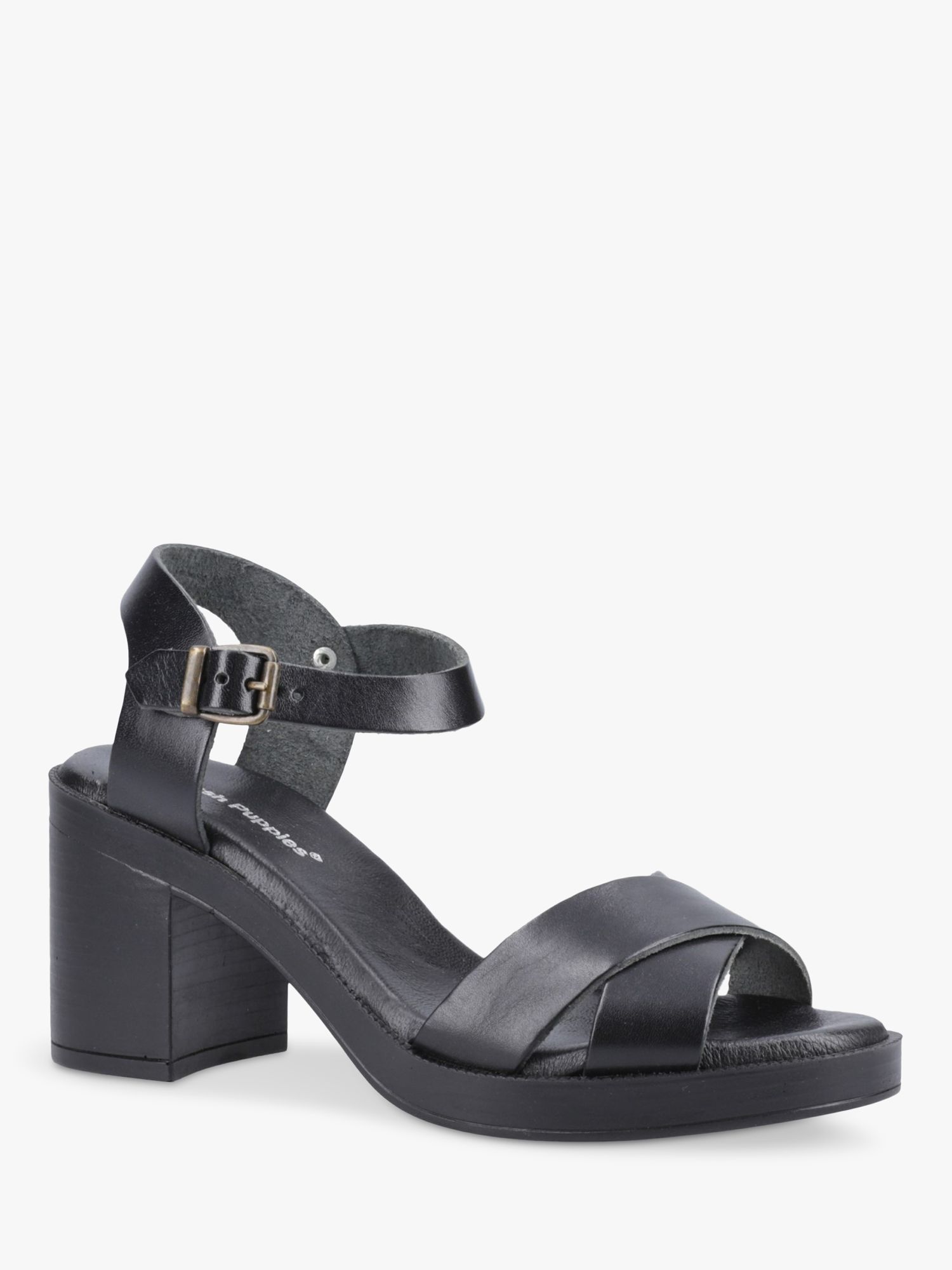 Hush Puppies Georgia Leather Heeled Sandals, Black, 3