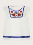 Monsoon Kids' Yoke Tunic Top, White