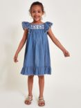 Monsoon Kids' Chambray Dress, Blue