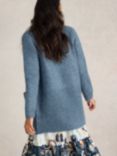 White Stuff Erin Wool Blend Longline Cardigan, Mid Blue