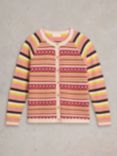 White Stuff Lulu Fair Isle Organic Cotton Cardigan, Pink/Multi