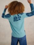 White Stuff Olive Floral Organic Cotton Blend Jumper, Teal/Dark Blue