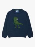 Trotters Kids' Deacon Dinosaur Jumper, Navy Marl