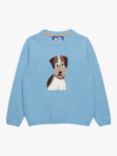 Trotters Kids' Rufus Dog Jumper, Blue Marl