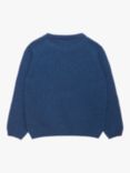 Trotters Kids' Grizzly Bear Wool Blend Jumper, Denim Blue Marl