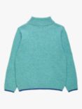 Trotters Kids' Sebastian Car Wool Blend Half Zip Jumper, Sea Green