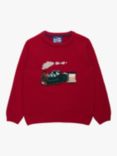 Trotters Kids' Steam Train Wool Blend Jumper, Red