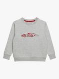 Trotters Kids' Cotton Blend Sebastian Applique Sweatshirt, Grey Marl