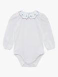 Trotters Baby Scallop Collar Bodysuit, White/Blue