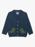 Trotters Baby Dippy Dinosaur Cardigan, Navy Marl