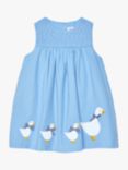 Trotters Baby Duck Smocked Pinafore Dress, Blue