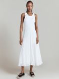 Ghost Mia Broderie Cotton Midi Skirt, White