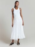 Ghost Mia Broderie Cotton Midi Skirt, White