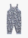 Trotters Kids' Annie Floral Print Cord Dungarees, Navy/Multi