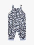 Trotters Kids' Annie Floral Print Cord Dungarees, Navy/Multi