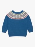 Trotters Baby Frankie Fair Isle Intarsia Jumper, Denim Blue Marl