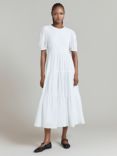 Ghost Celeste Embroidered Tiered Cotton Midi Dress, White