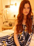 Fable & Eve Knightsbridge Floral Stripe Long Nightdress, Navy/Multi