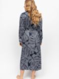 Fable & Eve Knightsbridge Leaf Print Dressing Gown, Navy/White