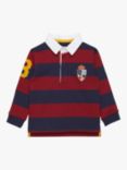 Trotters Baby Cotton Stripe Rugby Shirt, Navy/Red