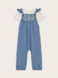 Monsoon Baby Chambray Dungarees, Blue