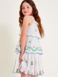 Monsoon Kids' Floral Cheesecloth Dress, White