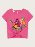 Monsoon Kids' Sequin Embellished Fruit T-Shirt, Pink